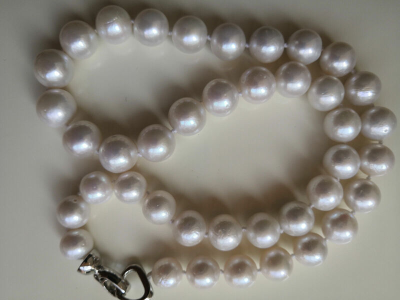 9-11mm AAA + Natürliche Weiße Südsee Runde Edison Perle Halskette 18 zoll