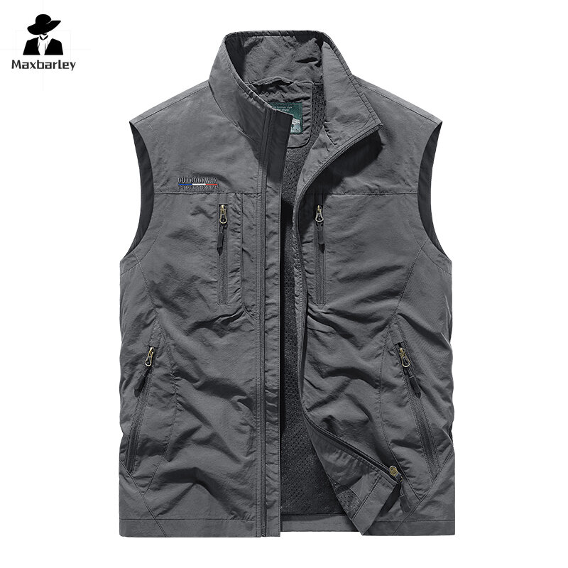 Fashion Summer Vest Men's Mesh Breathable Unloading Tactical Vest Coat Outdoor Flying Combat Multi-Pocket Sleeveless Jacket 6XL