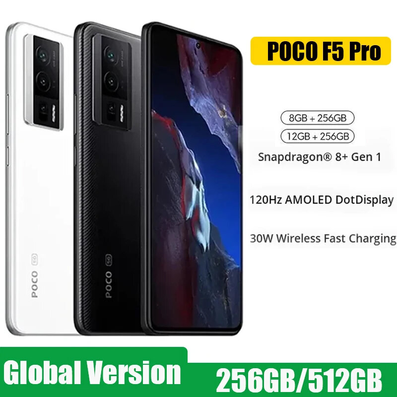 POCO F5 Pro 5G versione globale Smartphone NFC Snapdragon®8 + Gen 1 Octa Core WQHD + 120Hz AMOLED DotDisplay Phone Ship da HK