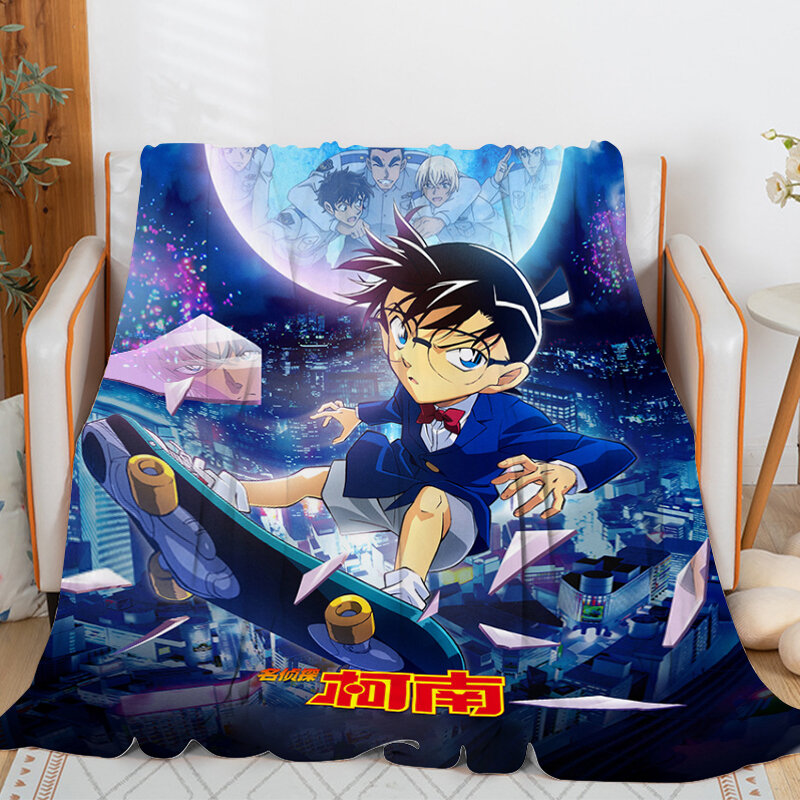 Couvertures de canapé Anime pour l'hiver, C-Conans décoratifs, literie en microcarence, chaud, genou, lit, sourire moelleux, doux, King Size