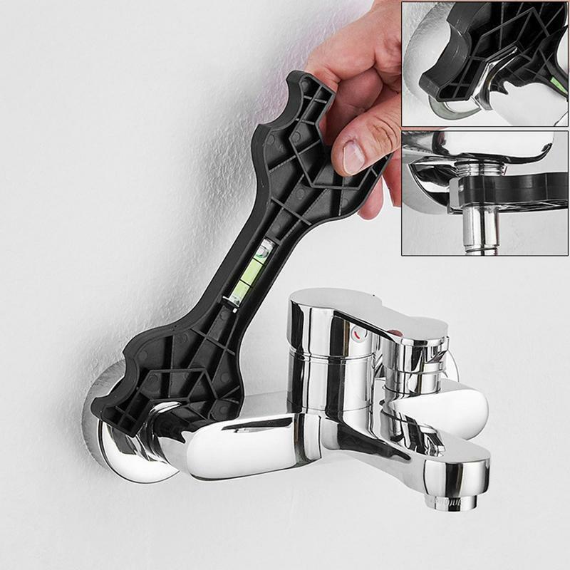 Multifunctional Dual Headed Wrench With Level Manual Tap Spanner Repair Plumbing Tools For Household Faucet Pipe And Toilet