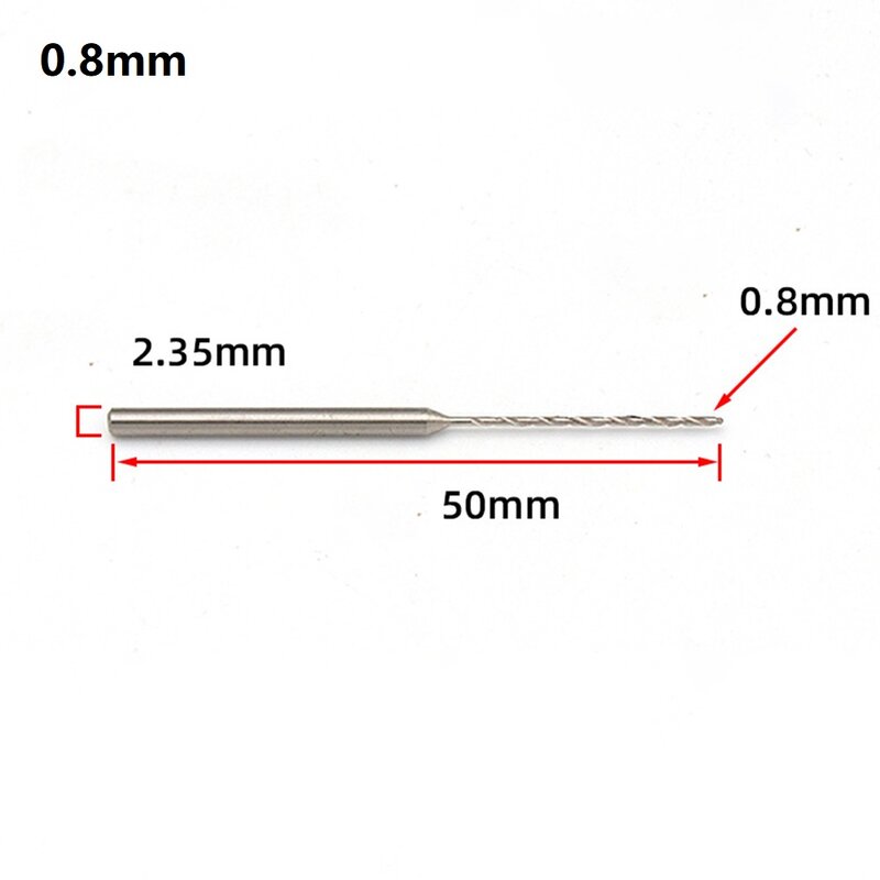 2.35mm Shank HSS prosty uchwyt Twist wiertło spiralne Bit 0.8/1./1.2/1.4/1.5/1.6/1.8/2mm obróbka drewna do drewna plastikowe narzędzia ręczne