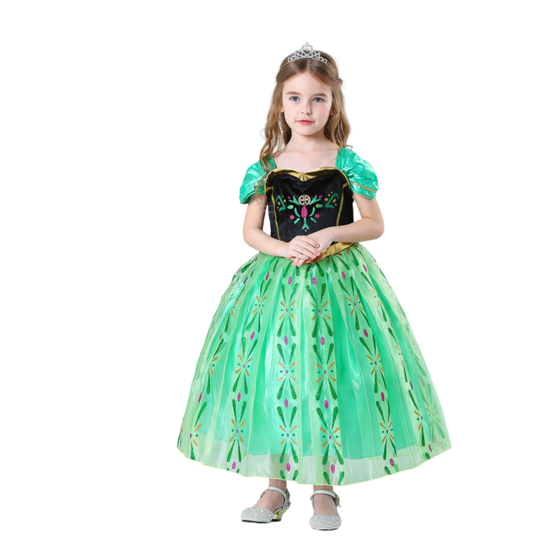 Fato Disney Princesa Anna para Crianças, Vestido de Festa de Aniversário, Roupa Infantil, Halloween Cosplay Dress, Garota extravagante, Verão, 2-8 Anos, 2024
