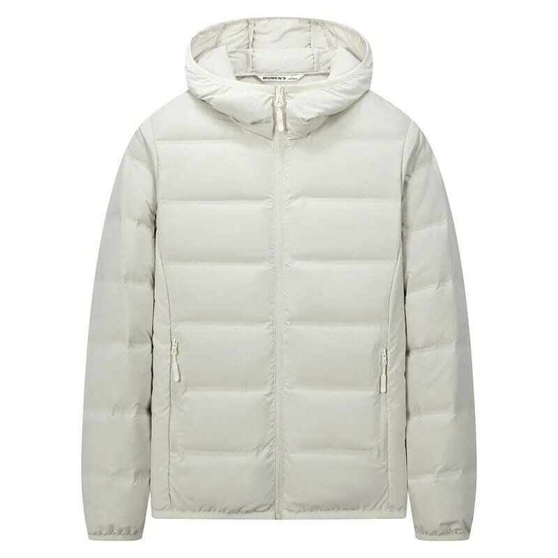 Пуховик унисекс, зимняя пуховая куртка с капюшоном, модная и теплая парная пуховая куртка