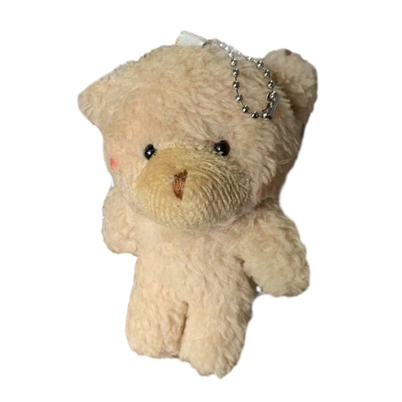 77HD Short Plush Pendant Bear Keychain Wedding Decorative Bear Girls Gift