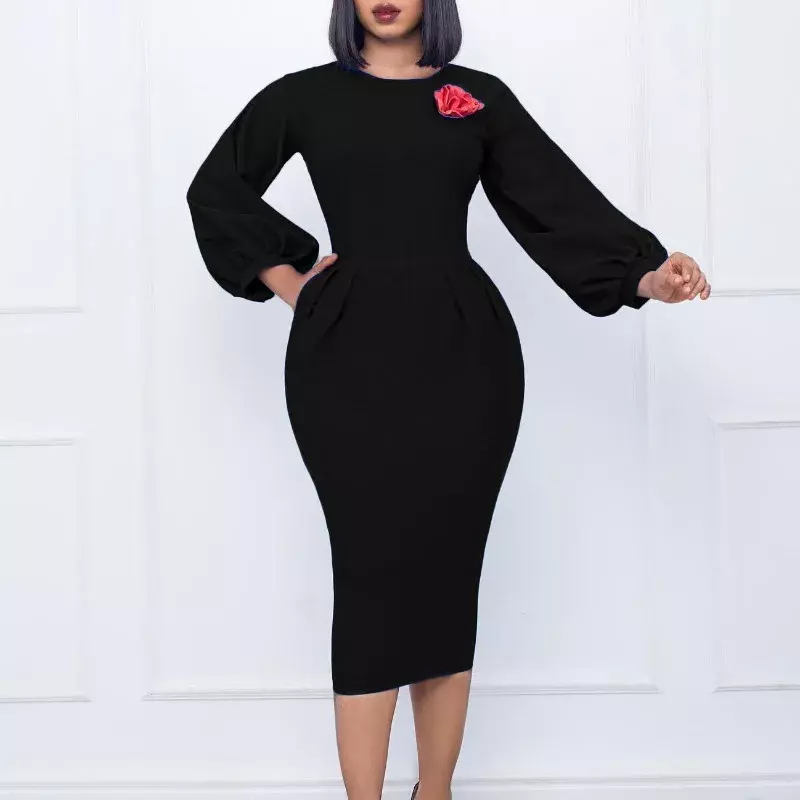 Elegant African Dresses for Women Summer African Long Sleeve High Waist Polyester Sexy Slim Robe S-3XL African Clothing