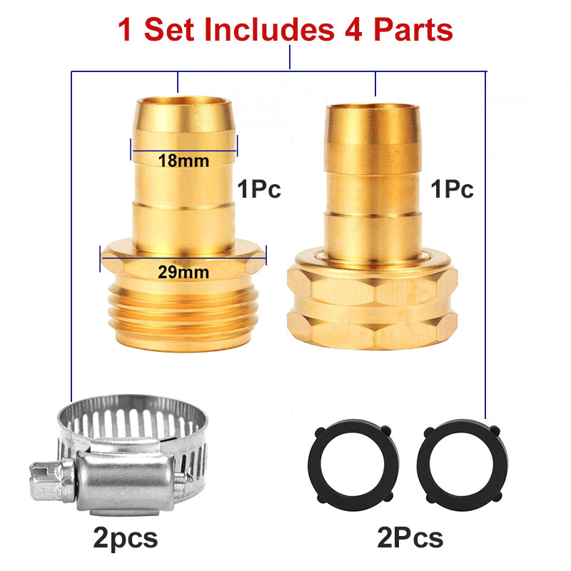 2 Sets Garden Hose Repair Connector Aluminum Alloy Hose Adapter Fit for 3/4" or 5/8" Water Pipe Fittings