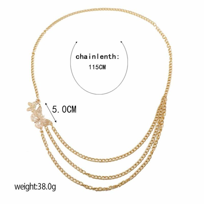 Elegant Classic Gold Silver Multi-Layer Tassel Butterfly Waist Chain Sexy Belt Gift For Women Body Chain