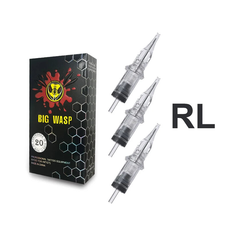 BIGWASP Tattoo Cartridge Needles Premium RL  Long Taper Disposable Sterilized Safety Transparent Needle for Tattoo Pen