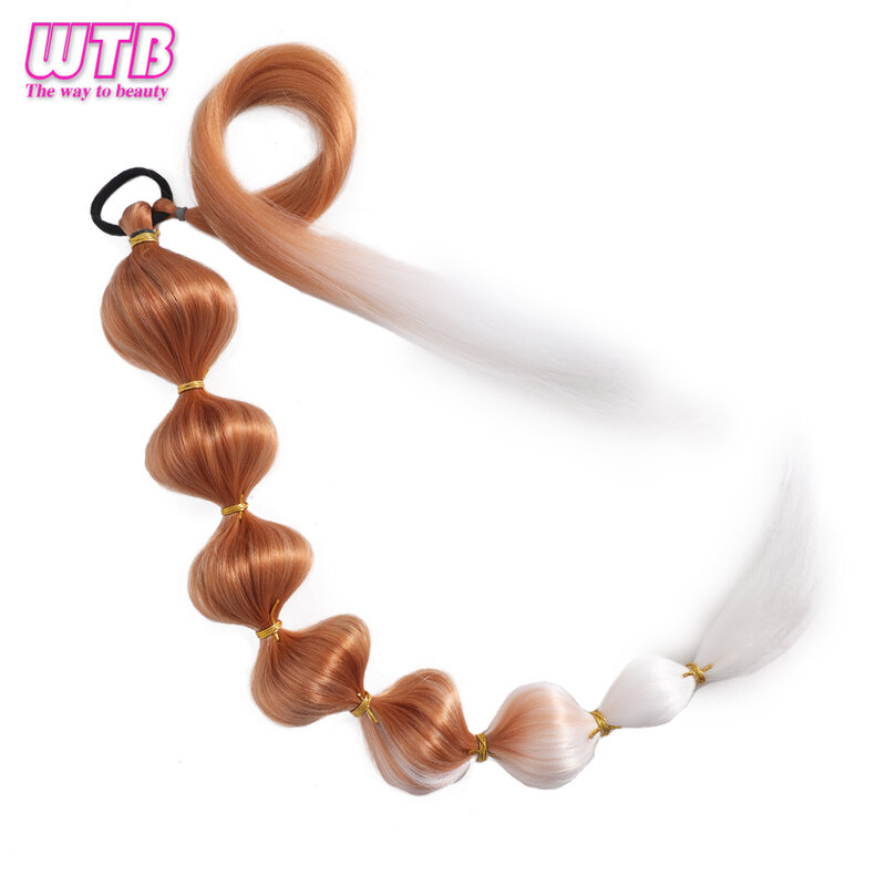 WTB Bubble Ponytail Extension para mulheres, sintético, urdidura ao redor, extensões de cabelo, lanterna Bubble Ponytail, preto natural