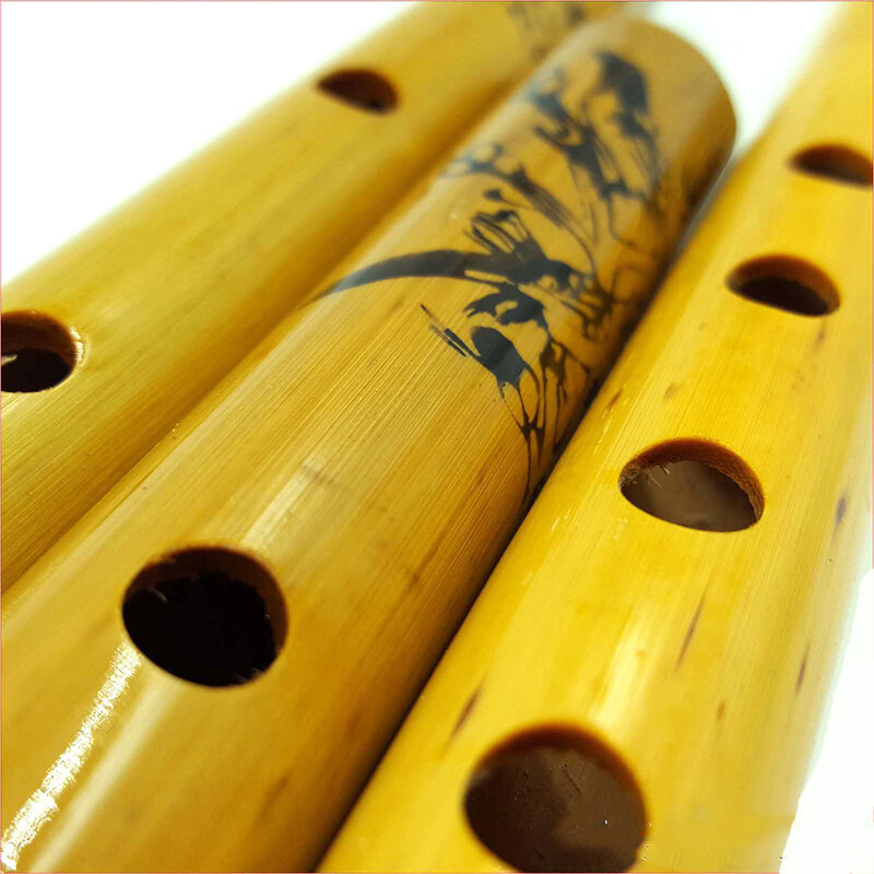 44CM Tradisional Cina 6 Lubang Bambu Flauta Instrumen Seruling Vertikal Seruling Klarinet Instrumen Musik Siswa Warna Kayu