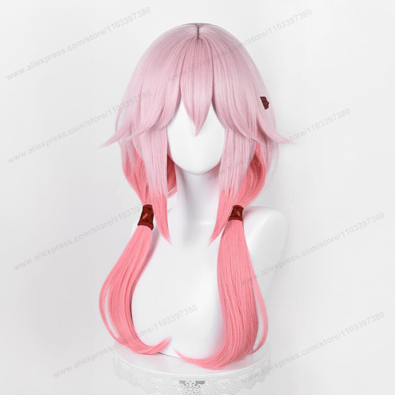 Yuzuriha-Peluca de Cosplay Inori de 60cm de largo, pelo Rosa degradado para mujer, pelucas sintéticas resistentes al calor de Anime
