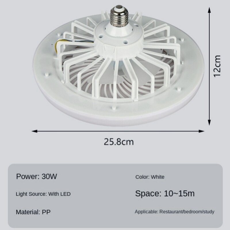30W Ceiling Fan with Lighting Lamp E27 Converter Base with Remote Control for Bedroom Living Home Silent 3 Speeds AC 85V-265V