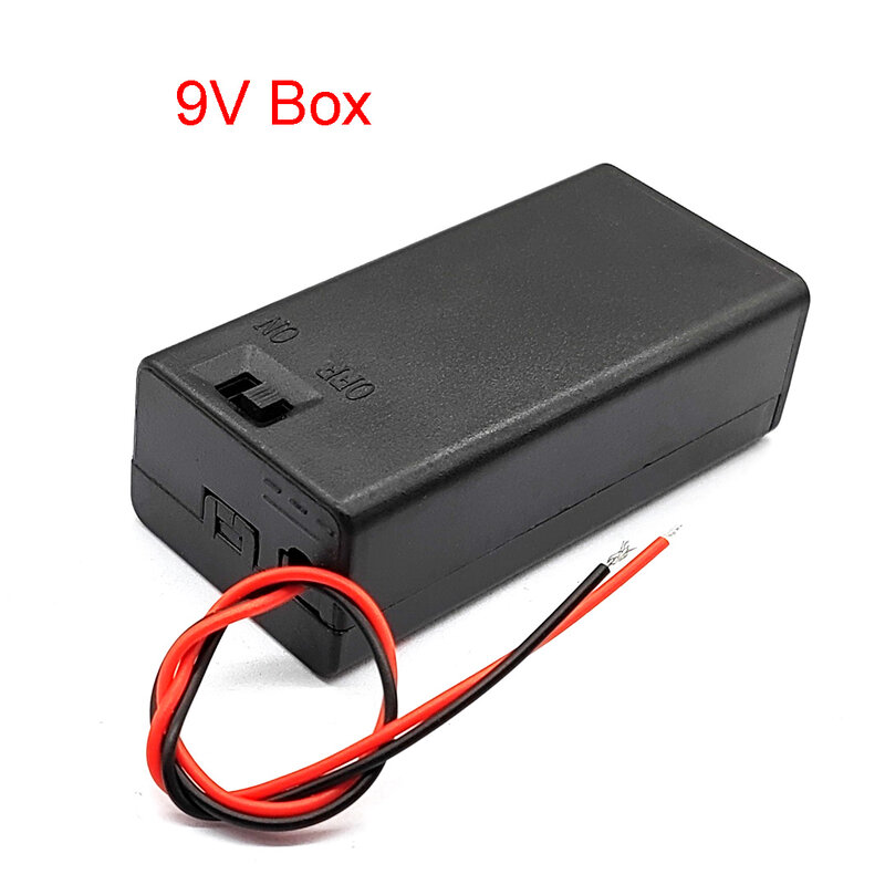 Portabatterie 9V scatola batteria 9V con coperchio e interruttore ON/OFF con cavo e custodia batteria DC Head 9V fai da te