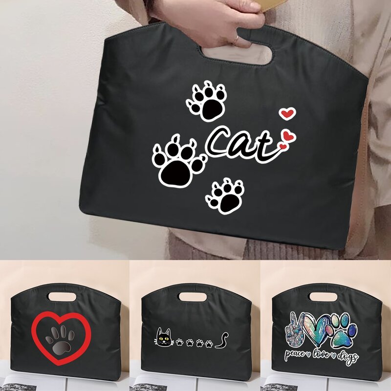Business Briefcase Laptop Office Totes Case Handbag Footprints Series Printed Multifunctional Conference Material Document Tote