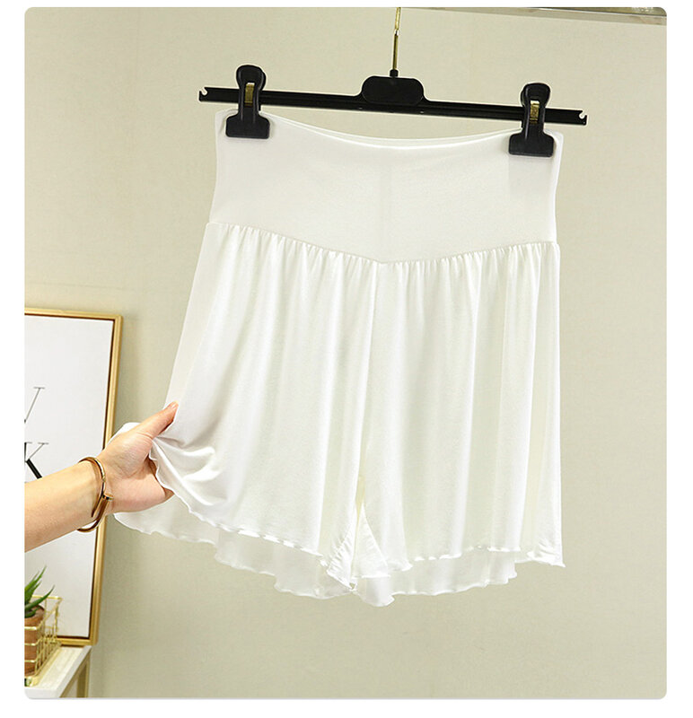 Pantalones cortos de verano para mujer, ropa de dormir informal de Color puro, holgados, de pierna ancha, para el hogar, 2024