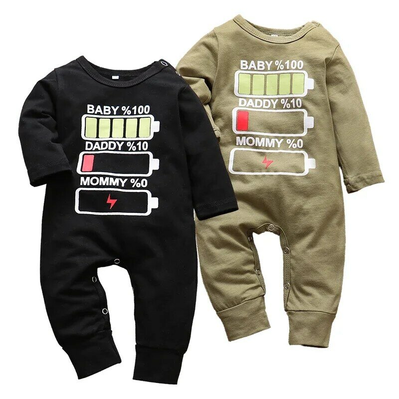 Newborn Baby Boy Girl Cotton Casual Comfortable Long Sleeve Daddy Mommy Letter Pattern Jumpsuit Newborn Infant Romper Clothes