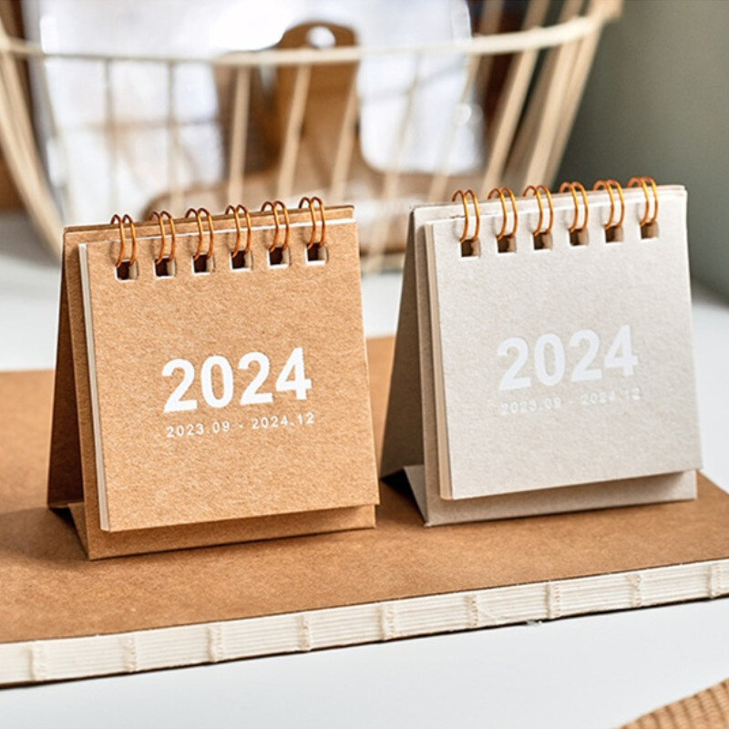 Простой настольный мини-календарь 2023-2024, креативный карманный портативный ежедневник, настольный планировщик, настольный календарь, школьные канцелярские принадлежности