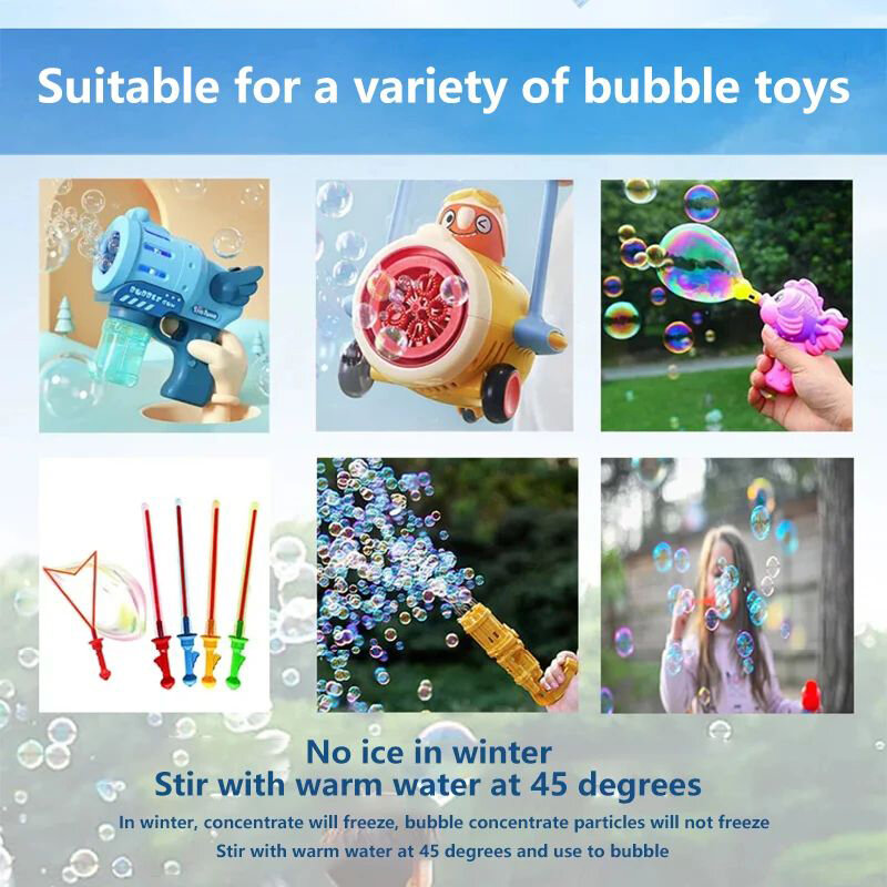 Burbujas de jabón líquido para niños, accesorios de pistola de burbujas de agua, 10 piezas, recargas de burbujas de jabón líquido, juguetes para niños