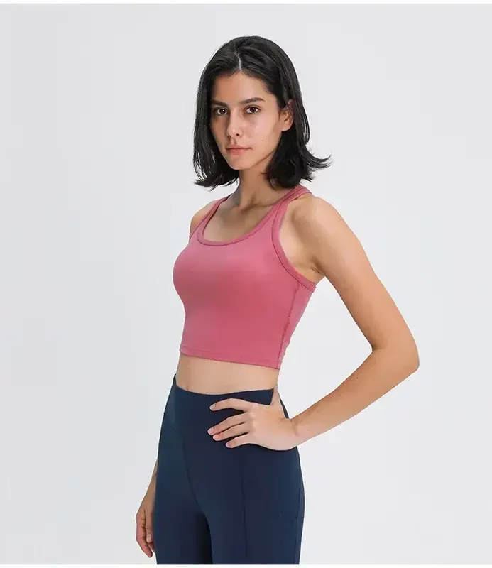 Lemon rompi Yoga wanita, pakaian dalam olahraga lari Fitness kasual elastis cepat kering dengan bantalan dada