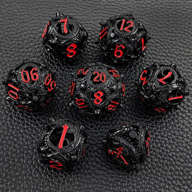 TRPG Game Dice Metal Hollow Dice Set DND Dungeons and Dragons Polyhedral Dice RPG Board Game Cthulhu Game Dice