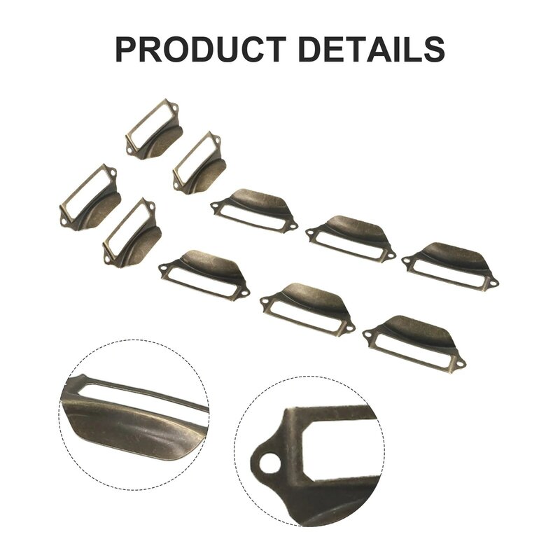 Durable Hot Sale Practical Stylish Pull Handle Label Iron Jewelry Box Retro Screws 10pcs 70*30mm Bronze Cabinet