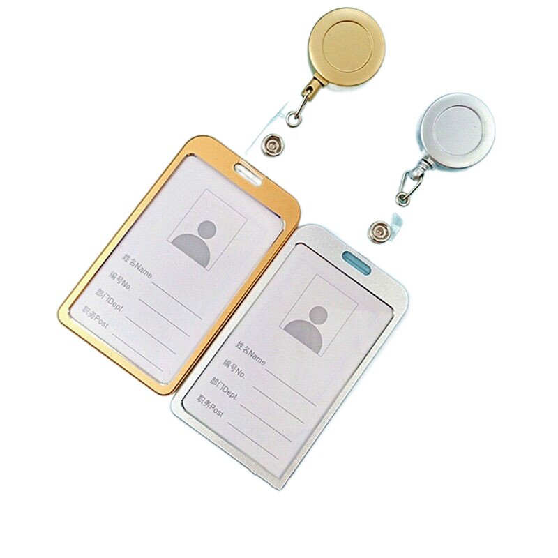 Portatarjetas de aleación de aluminio con carrete de insignia retráctil ABS, soporte de tarjeta de identificación, cordones de insignia de enfermera, suministros escolares, 1 Juego