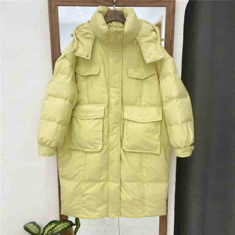 Damski długi kurtka podszyta bawełną 2023 koreańska wersja nowy luźny jednolity kolor zimowy płaszcz damski Plus rozmiar bez aksamitu
