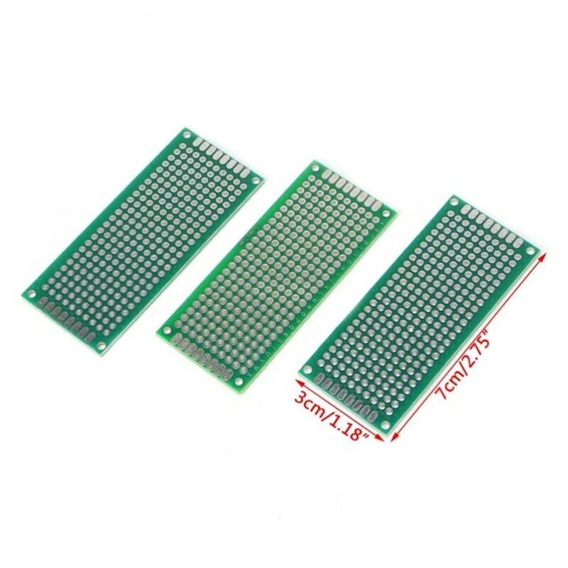 Placa PCB electrónica de 10 piezas, placa de circuito impreso Universal, bricolaje, 3x7cm, prototipos de doble cara, placa de cobre Arduino