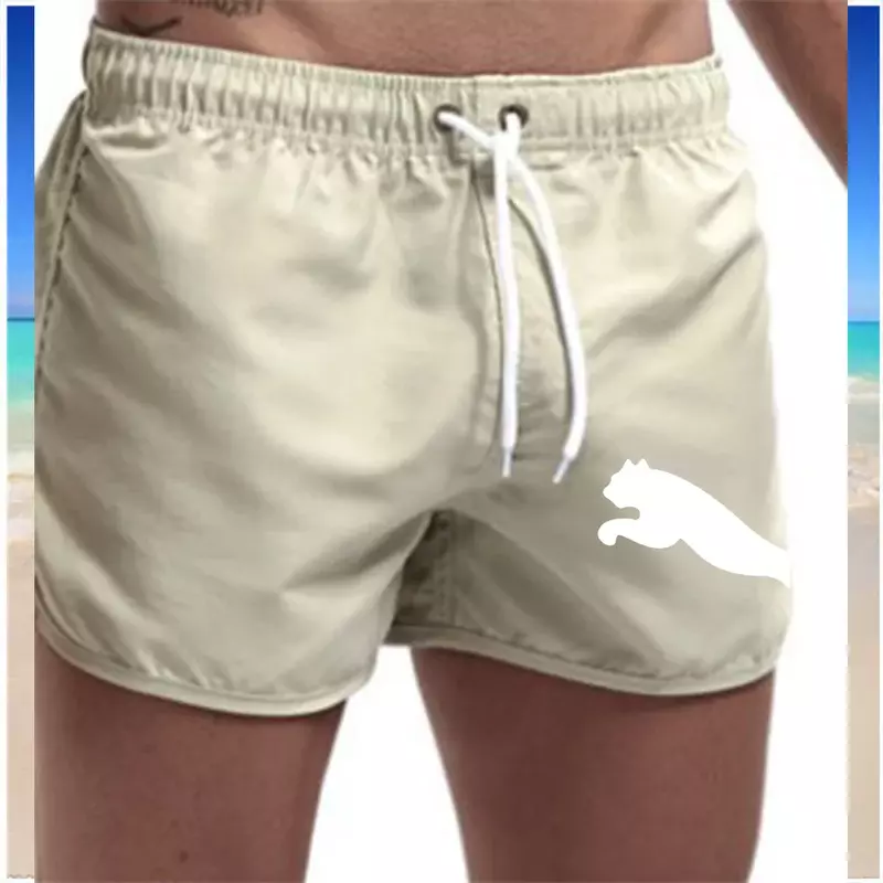 Celana pendek Pantai mewah cepat kering pria, celana dalam pendek pakaian renang olahraga Gym lari musim panas baru 2024