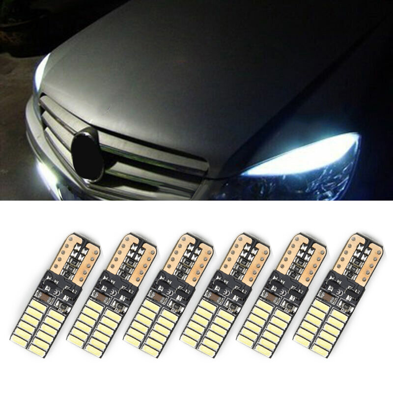 Luces de coche de señal blanca de 6000K, accesorios de conducción giratoria, repuesto de 6 piezas, piezas de repuesto T10, juego de bombillas LED sin errores