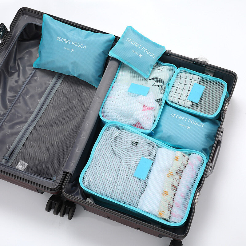6 개/대 다기능 여행 가방 의류 수하물 주최자 화장품 및 세면 용품 보관 가방 가방 파우치 포장 큐브
