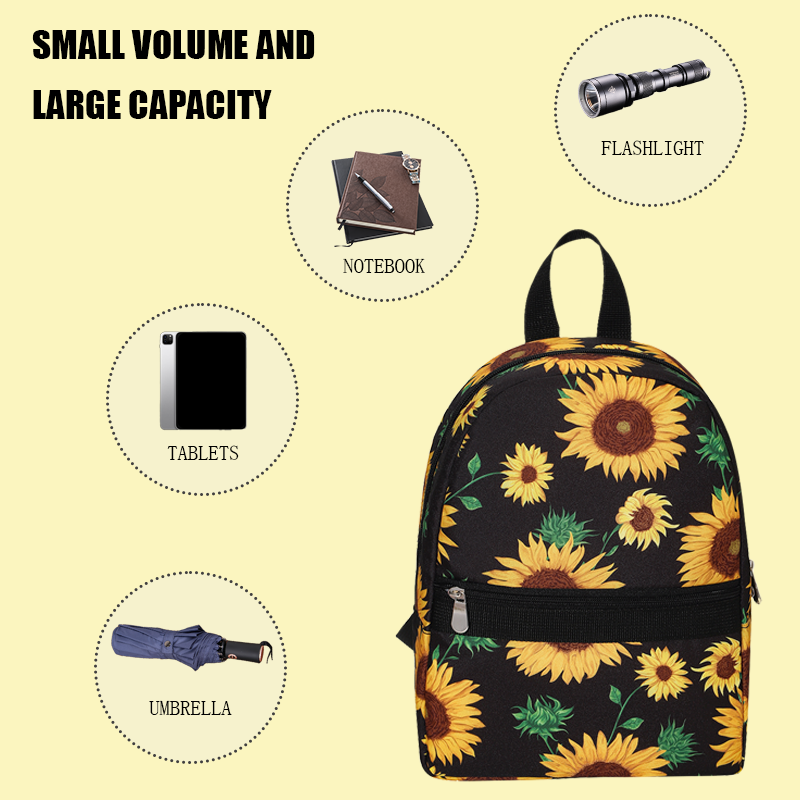 1 buah tas punggung nilon bunga matahari kapasitas besar tas penyimpanan perjalanan sehari-hari dapat menampung cangkir air, buku, pakaian, dll