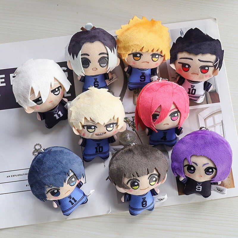Llavero con cerradura azul de 10cm, juguete de peluche, colgante de bolsa periférica de Anime, Nagi, Seishiro, Chigiri, Hyoma, Gagamaru, regalo, accesorio de Cosplay