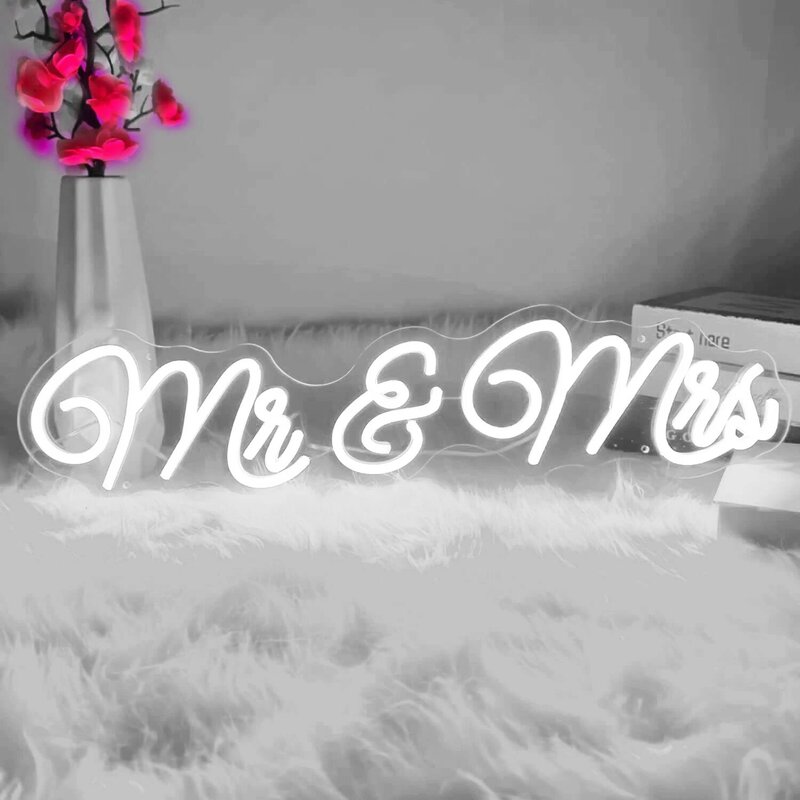 Enseigne au néon Mr et Mrs pour mariage, toile de fond LED, décoration murale, réception USB, cadeaux pour les travailleurs, banquet de fiançailles