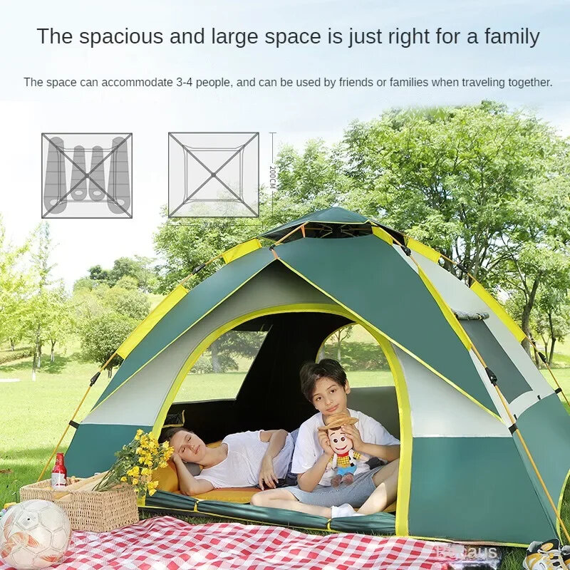 Tente de camping d'extérieur entièrement automatique, respirante, ouverture rapide, 2 questions hypothécaires, tente d'urgence