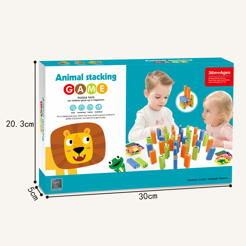 Hot البيع 24 قطعة اللبنات لعبة الحيوان البلاستيك التعليمية التراص لعبة للأطفال 3 +