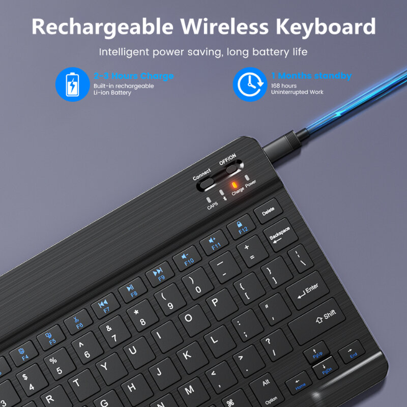 Mini Bluetooth Keyboard Wireless Keyboard Rechargeable For iPad Phone Tablet Russian Spanish Keyboard For Android ios Windows
