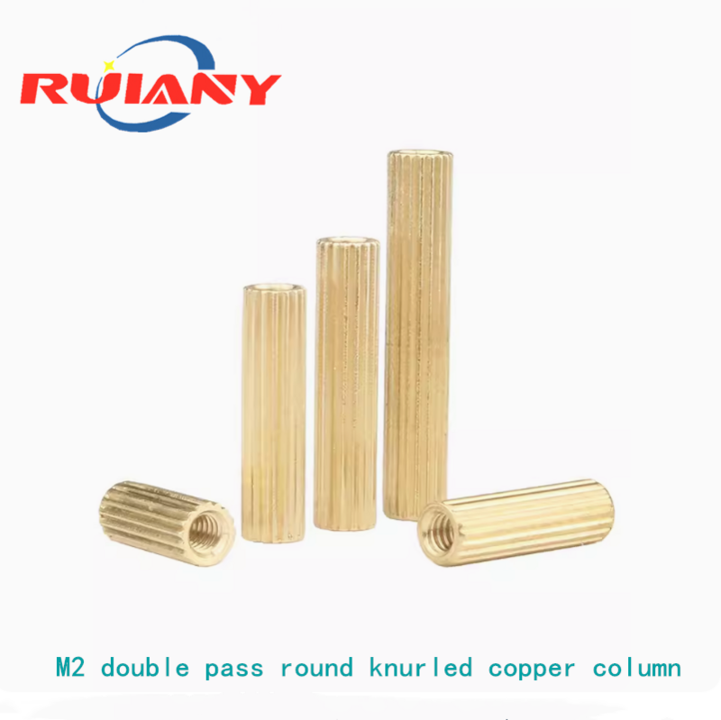 Length12MM double pass round knurled copper column Round security monitoring copper column double head camera stud stud M2