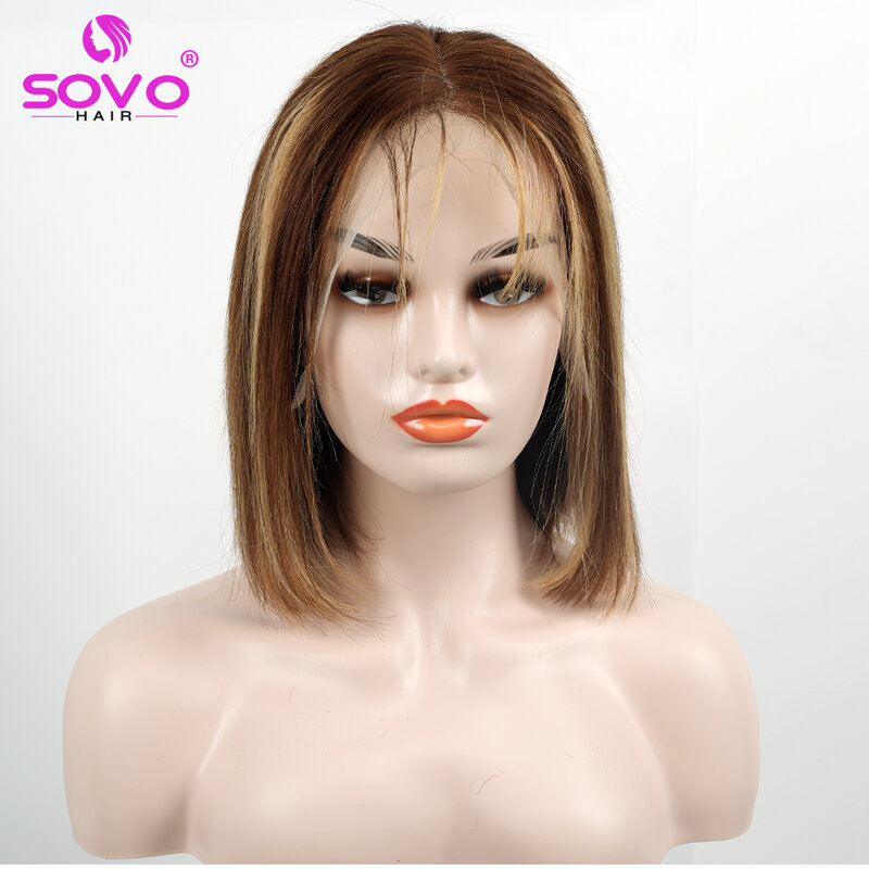 13x4 Lace Front Short Bob Wig 613 Honey Blonde Transparent Straight  Human Hair Wigs For Women Lace Front Wigs Pre Plucked