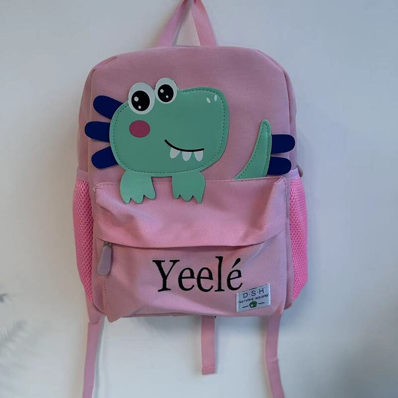 New Cartoon Cute Dinosaur Backpack Personalized Embroidery Backpack Lightweight Preschool Kindergarten Backpack