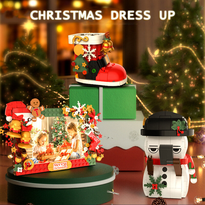 Miasto Boże Narodzenie ozdoba zestaw klocków kreatywny Santa Claus choinka klocki zabawki dla dzieci obsadka do pióra na prezent Chritmas