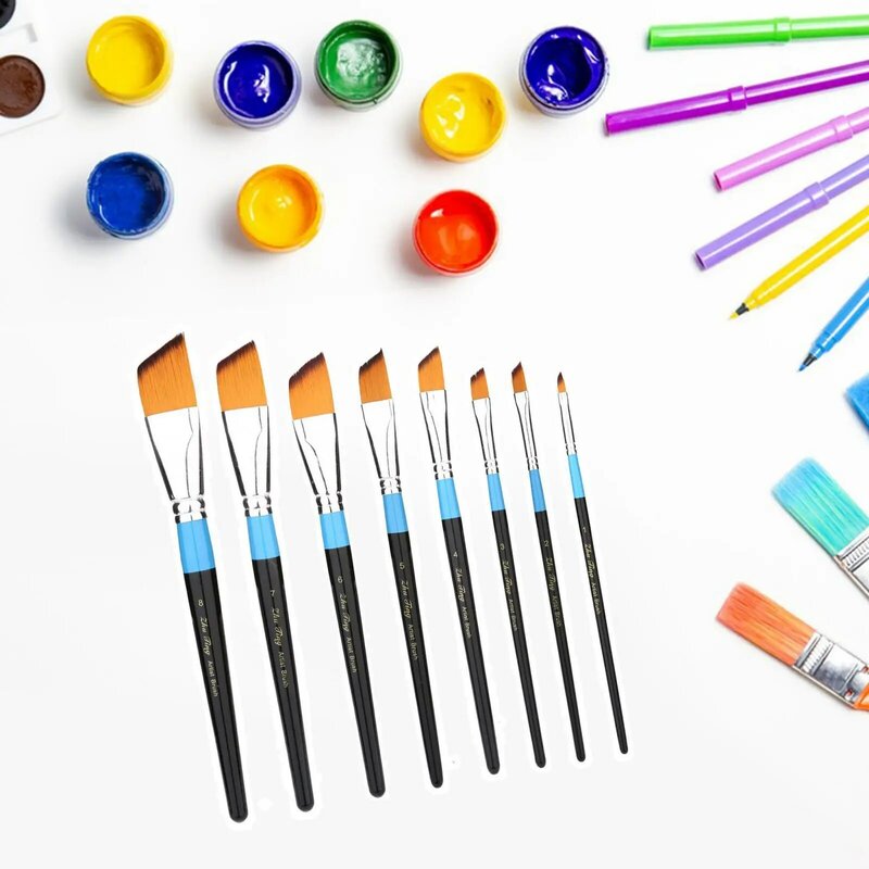 Набор кистей для рисования 8x для начинающих Профессиональные кисти для художников с наклонным наконечником и деревянной ручкой для маслом и гуашью товары для искусства
