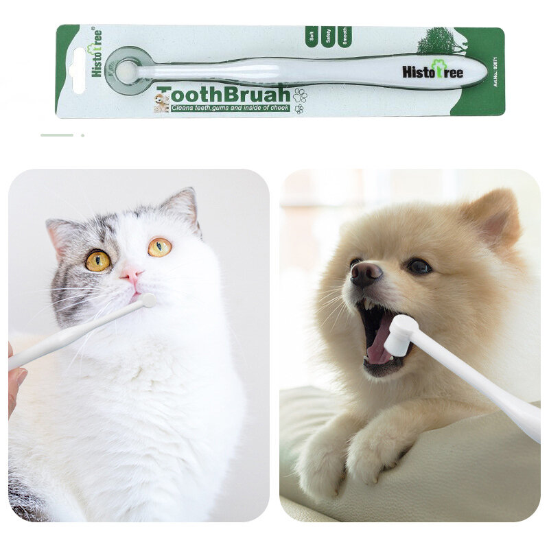 Cepillo de dientes para mascotas, cepillo de limpieza de dientes para perros y gatos, cuidado del mal aliento, herramientas orales, cerdas suaves, suministros de aseo para cachorros y gatitos