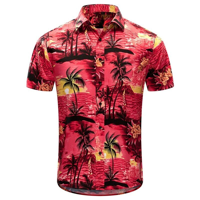 남성용 여름 반팔 코코넛 트리 3D 프린트 셔츠, 하와이 해변 휴일 캐주얼 셔츠, 2023 플러스 사이즈 패션