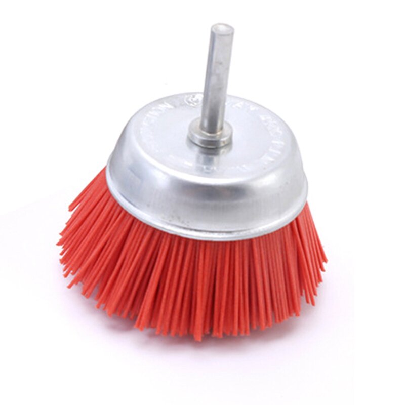 3Pcs 3Inch Nylon Filament Abrasive Wire Cup Brush Kit with 1/4 Inch Shank, Include Fine Medium Coarse Grit Removal Rust