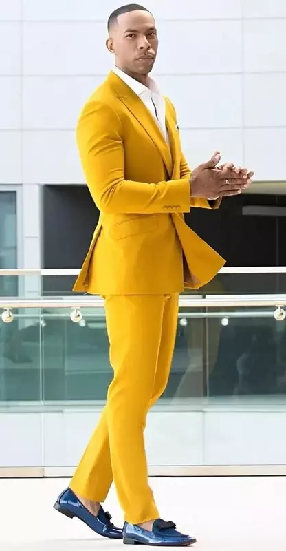 Traje informal amarillo para Hombre, Blazer ajustado de alta calidad, personalizado, para fiesta de graduación, 2024