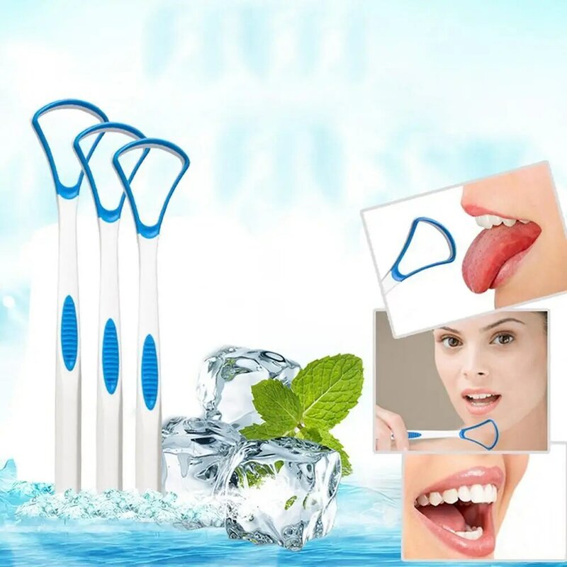 Limpiador de lengua de plástico, raspador para el cuidado Dental, higiene bucal, 17,5x3,5 CM, E2P2
