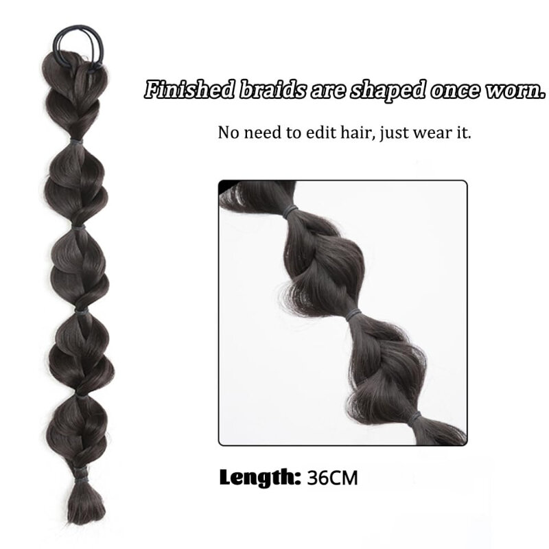 Extensões de cabelo bolha para mulheres rabo de cavalo lanterna com gravata de cabelo sintético para meninas, perucas trançadas 1 pc
