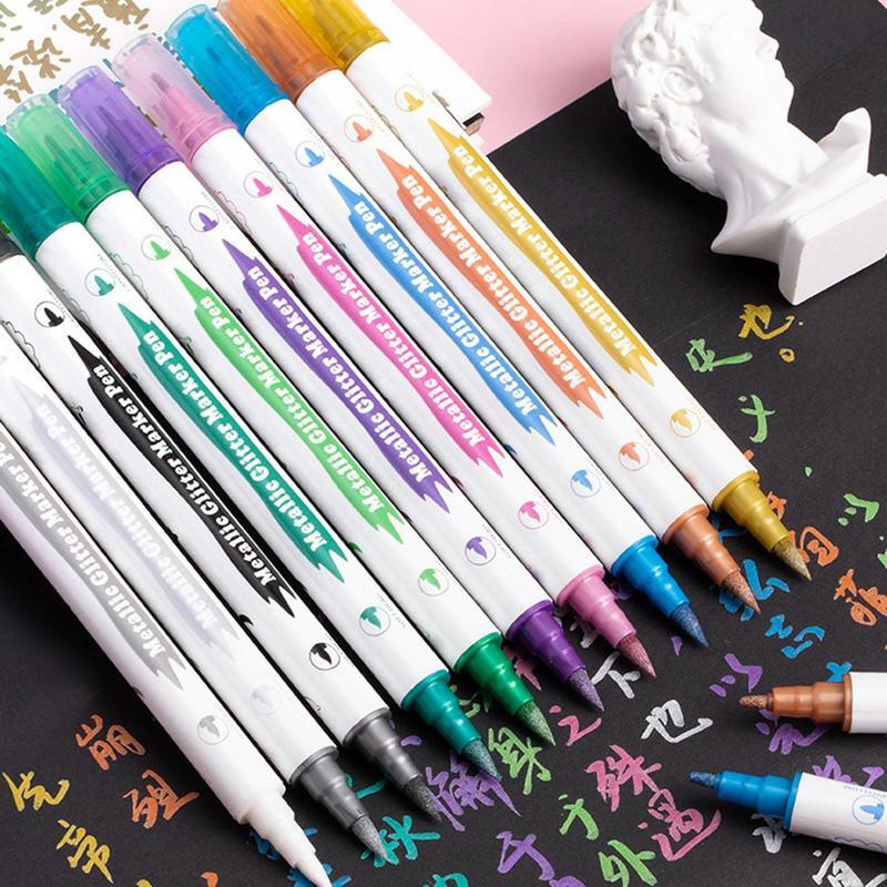 10 warna spidol Scrapbooking kerajinan kartu membuat Dual Head Art Pen menggambar alat tulis kantor perlengkapan Marker